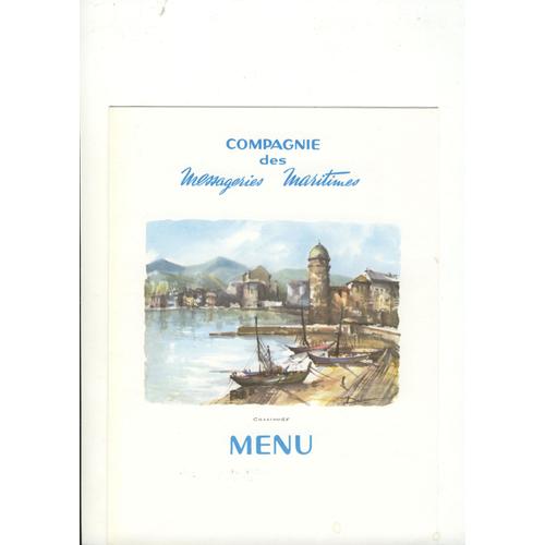 Menu Ancien Gastronomique Messageries Maritimes - Illustré Collioure -1968