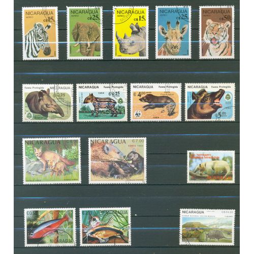 Nicaragua - Lot Timbres Animaux (1).