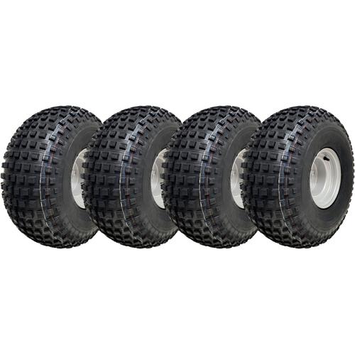 22x11.00-8 Knobby ATV Tyres 4 Stud Rim Trailer Quad Wheels 100mm PCD (Set of 4)