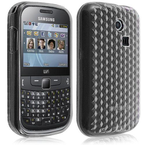 Housse Coque Étui Gel Damier Transparent Pour Samsung Chat 335 S3350 Couleur Blanc