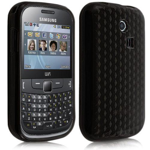 Housse Coque Étui Gel Damier Transparent Pour Samsung Chat 335 S3350 Couleur Noir