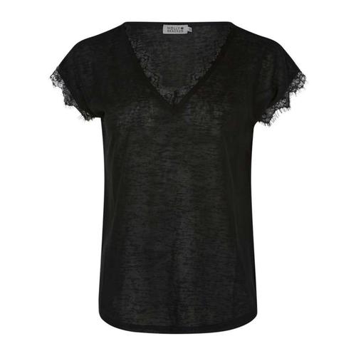 Tee Shirt Manches Courtes Molly Bracken Knitted Tee Ladies Black Noir