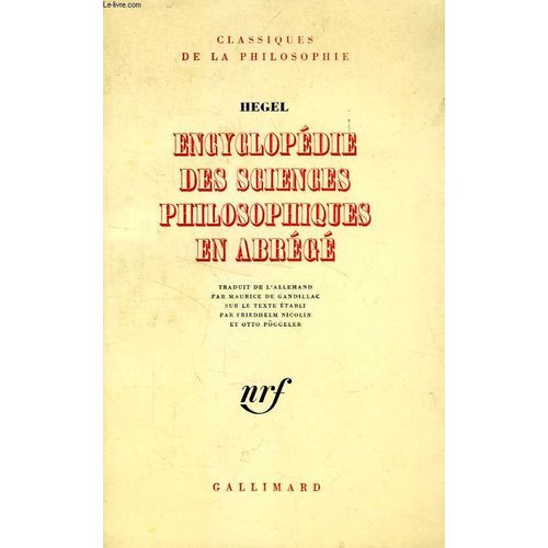 Encyclopedie Des Sciences Philosophiques En Abrege