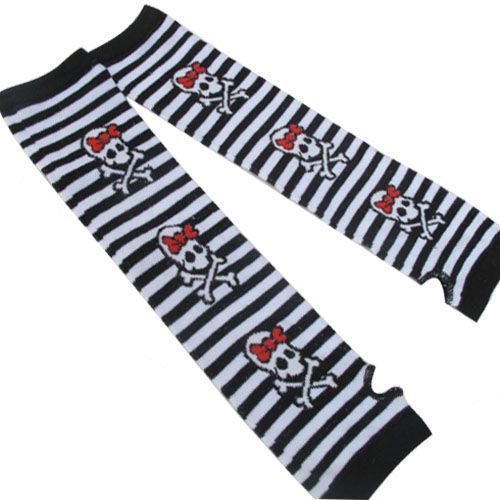 Mitaine Black Sugar Longue Emo Punk Rock Tete Mort Rouge