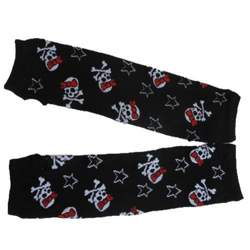 Mitaine Black Sugar Longue Tete De Port Noeud Rouge Punk Emo Lolita