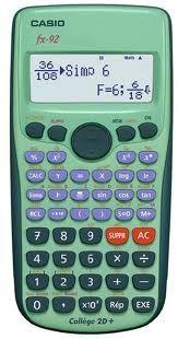 Calculatrice casio scientifique fx 92 collège 2d+ écran géant 5 lignes  statistiques tableau valeurs 166x77x14mm 100g