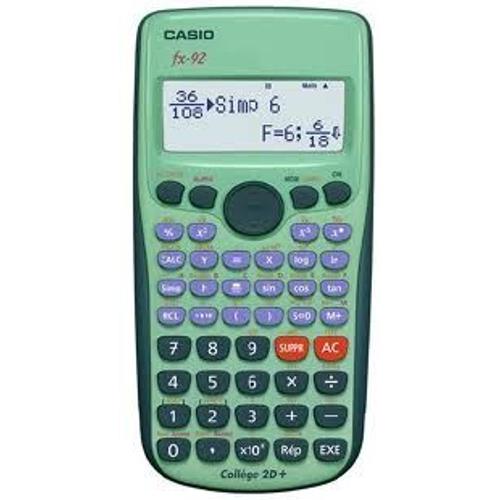 Calculatrice scientifique Casio FX-92 Collège 2D+ avec écriture 2D