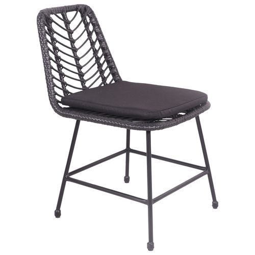 Lot De 2 Chaises En Rotin Synthétique Noires Avec Coussins Oka