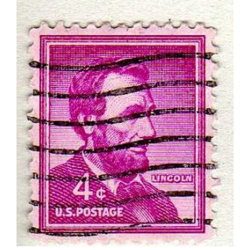 Timbre Abraham Lincoln Lilas Etats Unis Oblitéré