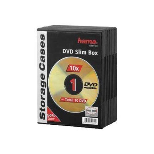 Hama - Boîtier de rangement extra-plat pour DVD - noir (pack de 10)