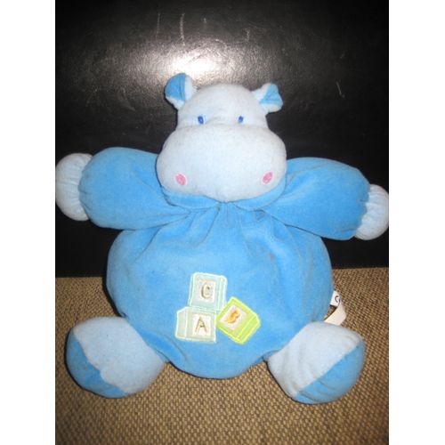 Doudou Boule Vache Bleu A B C Maxita 26 Cm