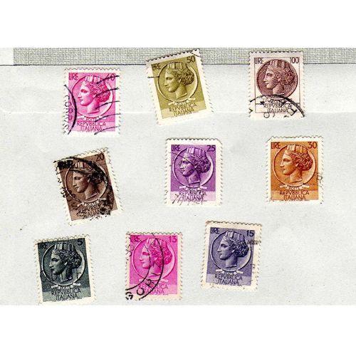 Lot De 9 Timbres Republica Italiana Oblitéré