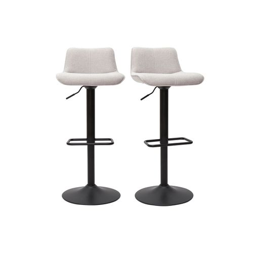 Tabourets De Bar Réglables Pivotants 360° En Tissu Effet Velours Texturé Beige Et Métal (Lot De 2) Boost