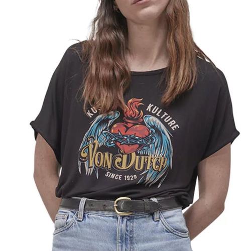 T-Shirt Noir Femme Von Dutch Feu