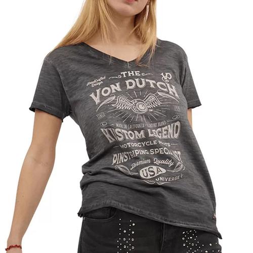 T-Shirt Gris Femme Von Dutch Aspect