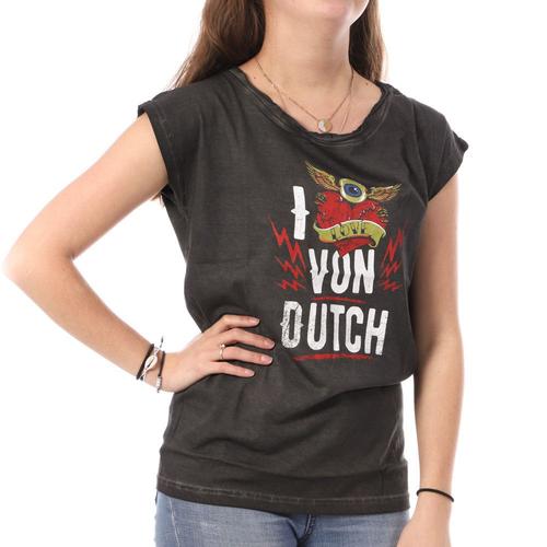 T-Shirt Noir Femme Von Dutch Print