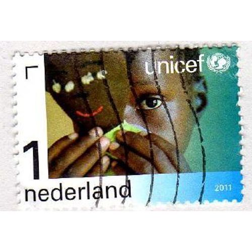 Timbre Nederland Pays Bas Unicef Oblitéré