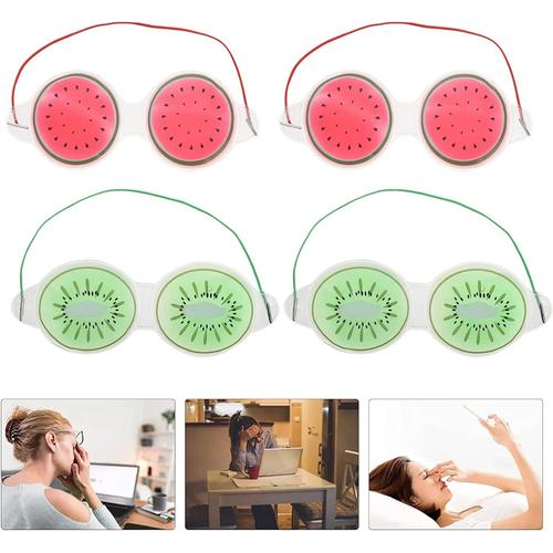 2 Fruit Summer Ice Compress Eye Masks (Watermelon Version)+2 Kiwifruit Versions 