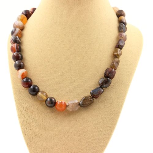 Collier Perles Pietersite Des Usa + Agate De Rêve 8 Mm. Chaine En Collier Femmes, Hommes. Taille Personnalisable.
