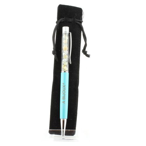 Stylo Minéraux Topaze Du Brésil. Couleur Bleu Turquoise.