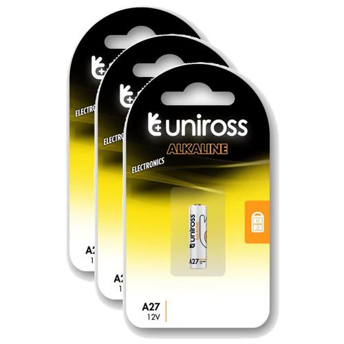 UNIROSS Lot de 3 Packs de 1 Pile Alcaline A27, MN27, GP27A, A27, L828, LR27. 12V