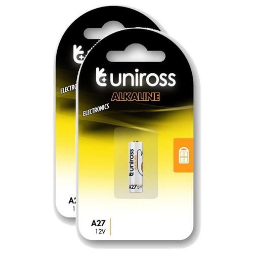 UNIROSS Lot de 2 Packs de 1 Pile Alcaline A27, MN27, GP27A, A27, L828, LR27. 12V