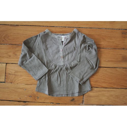 T-Shirt Manches Longues Kaki Bienvenue Sur Terre, 12 Mois