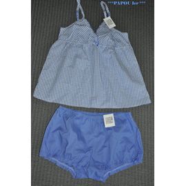 Pyjamas Top Et Shorty Vichy Bleu - Tex - T. M - Neuf