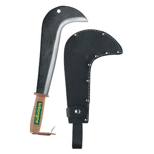 Serpe de chasseur manche cuir avec étui 20 cm