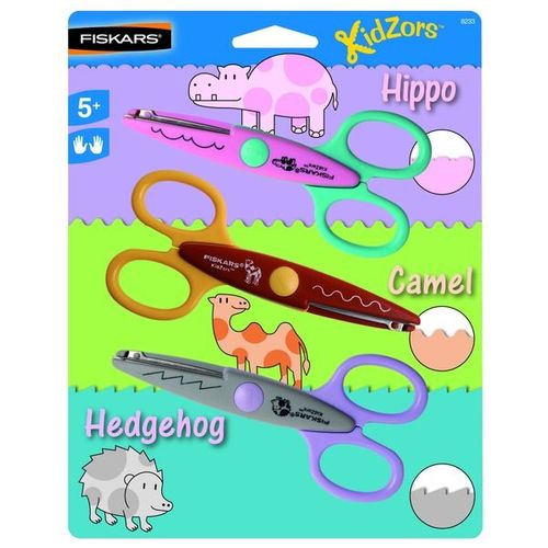 Pack de 3 ciseaux cranteurs Kidzors¿ Animaux du zoo Fiskars