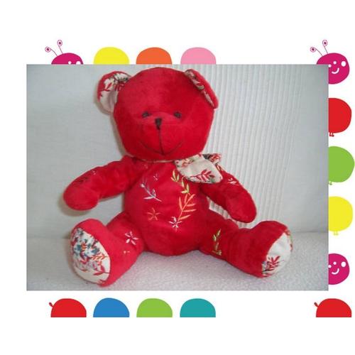 Doudou Peluche Ours Rouge À Fleur Nocibé 2006