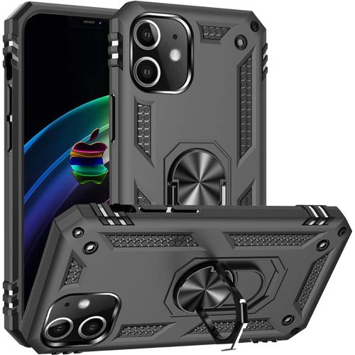 Coque Pour Iphone 12, Etui Antichoc Cover Anti Housse Avec Bague Rotatif Support Pour Apple Iphone 12/Iphone 12 Pro Noir