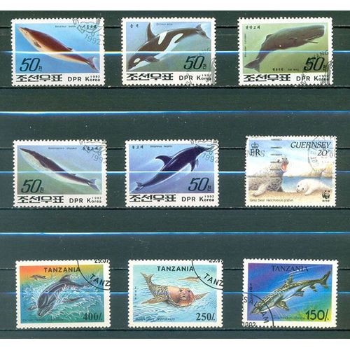 Animaux Marins - Lot Timbres Divers Pays (1).