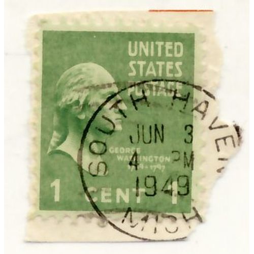 Timbre U S A,  Georges Washington, 1 Cent Oblitéré En 1949