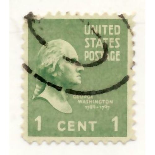 Timbre U S A, Georges Washington, 1 Cent Oblitéré
