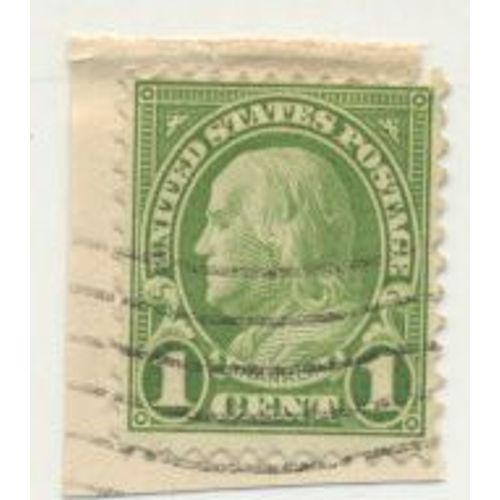 Timbre U S A,  Franklin Vert, 1 Cent Oblitéré