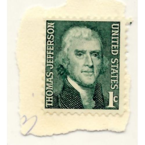 Timbre U S A,  Thomas Jefferson United States, 1 Cent Vertnon  Oblitéré