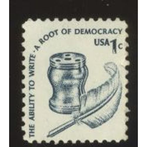Timbre U S A,  The Ability To Write A Root Of Democracy, U S A 1 Cent Non Oblitéré
