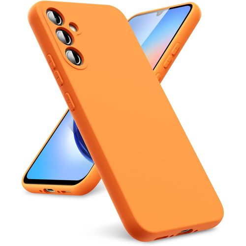 Coque Compatible Avec Samsung Galaxy A34 5g [Coque Silicone Liquide] [Interieur Microfibre] Souple Etuis En Caoutchouc Housse Antichoc Protection Bumper Protecteur Coque A34-Orange