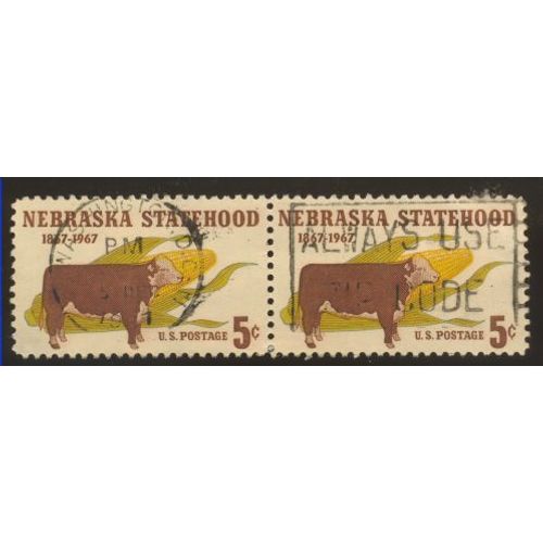 Timbre U S A, Nebraska Statehood 1867-1967, U S Postage 5 Cents, Oblitérés,