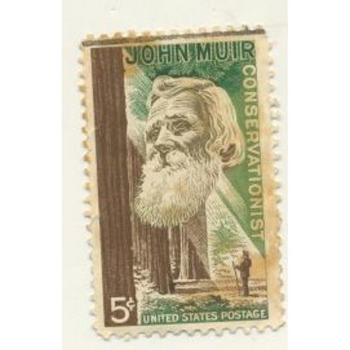 Timbre U S A John Muir Conservationist, United States Postage 5 Cents Oblitéré