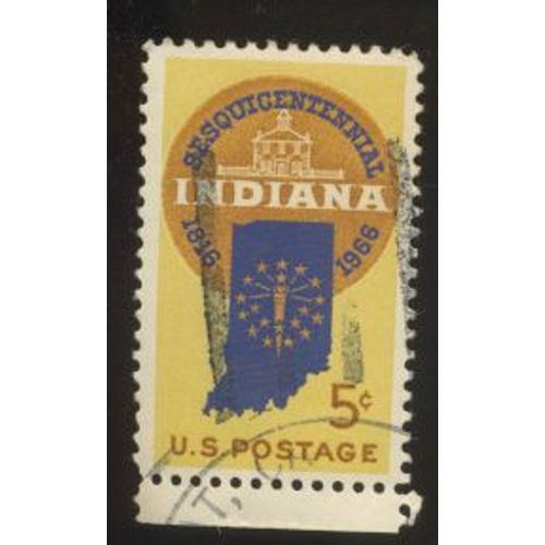 Timbre U S A, Indiana Sesquicentennial 1816-1966, U S Postage 5 Cents,  Oblitéré