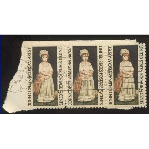 Timbre U S A John Copley American Artist, United States Postage  5 Cents Oblitérés En 1965