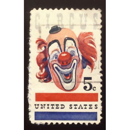 Timbre U S A, Circus, United States 5 Cents, Oblitéré