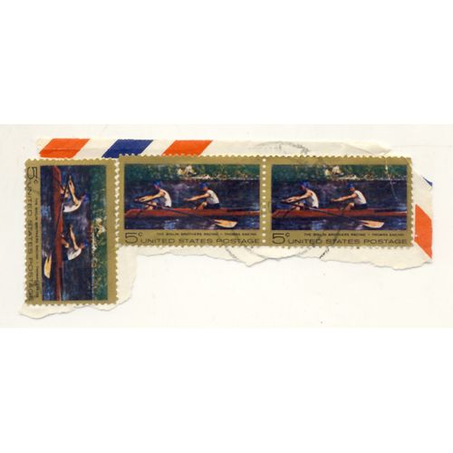 Timbre U S A, The Biglin Brothers Racing. Thomas Eakins, United States Postage 5 Cents, Oblitérés