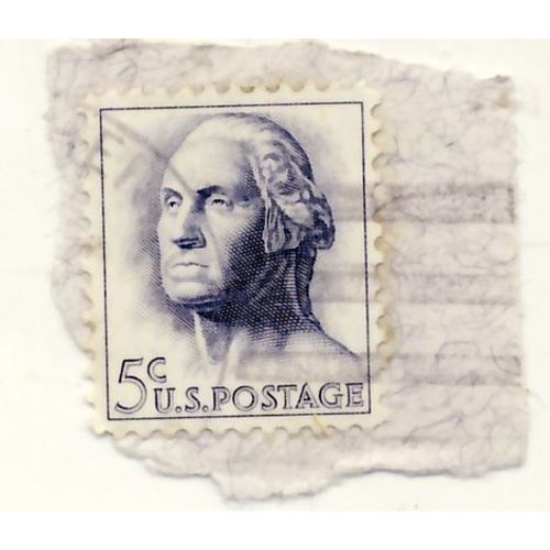 Timbre U S A,  Washington, U S Postage 5 Cents, Oblitéré