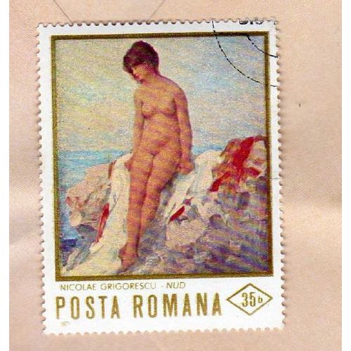 Timbre Posta Romana Roumanie Nicolae Grigorescu Nud Oblitéré