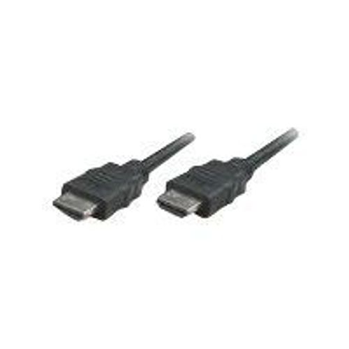 Manhattan HDMI Cable with Ethernet, 4K@30Hz (High Speed), 2m, Male to Male, Black, Ultra HD 4k x 2k, Fully Shielded, Gold Plated Contacts, Lifetime Warranty, Polybag - Câble HDMI avec Ethernet -...
