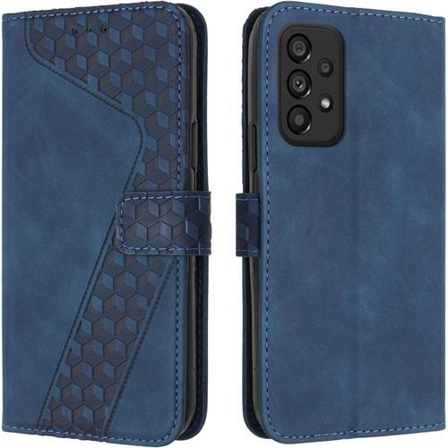 Coque Pour Samsung Galaxy A53, Pour Samsung A53,Etui Protection Housse Premium En Cuir Pu,Pochette Fermeture Magnetique,Flip Case Compatible Avec Samsung A53 5g,Book Bleu