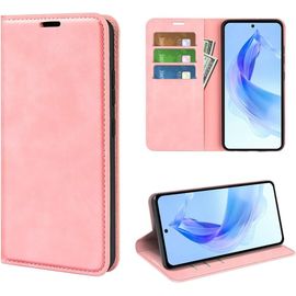 Coque Pour Honor 90 Lite, Antichoc Etui Housse En Cuir A Rabat Flip Cover Case Portefeuille Avec Porte Carte, Bequille, Fermeture Magnetique Pour Honor 90 Lite, Rose